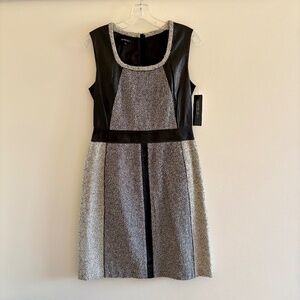 Lafayette 148 NY Tweed & Leather Panel Dress NWT Size 6 $598 Retail